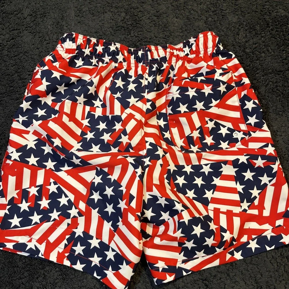 Speedo Swim Trunks Shorts men's Small Stars Stripes mesh lined Americana USA